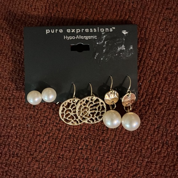 Pure Expressions, 3 pairs of earrings, goldstone, hypoallergenic - Picture 2 of 2